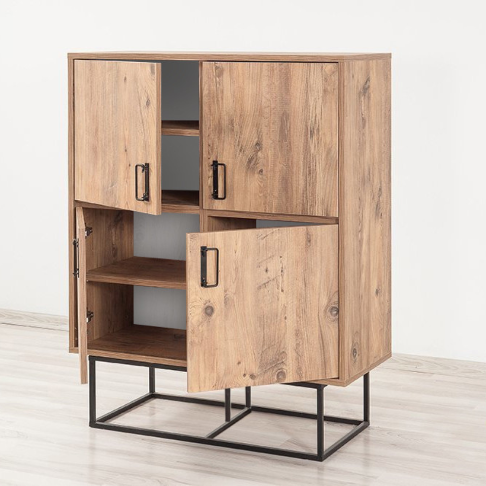 concept-usine-bresov-buffet-90-cm-noir-et-bois-avec-porte image 2