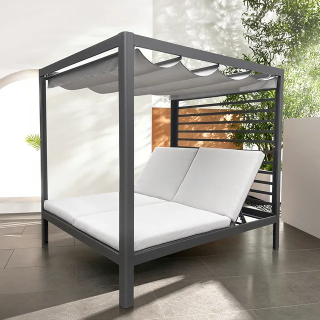 concept-usine-matala-lit-de-jardin-2-places-inclinable-gris image 1