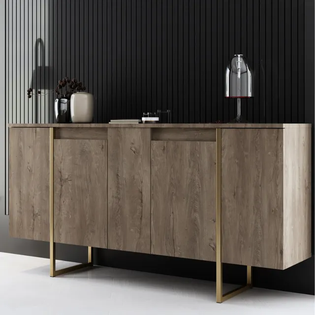 concept-usine-luxor-buffet-bois-160-cm-blanc-4-portes-design image 1