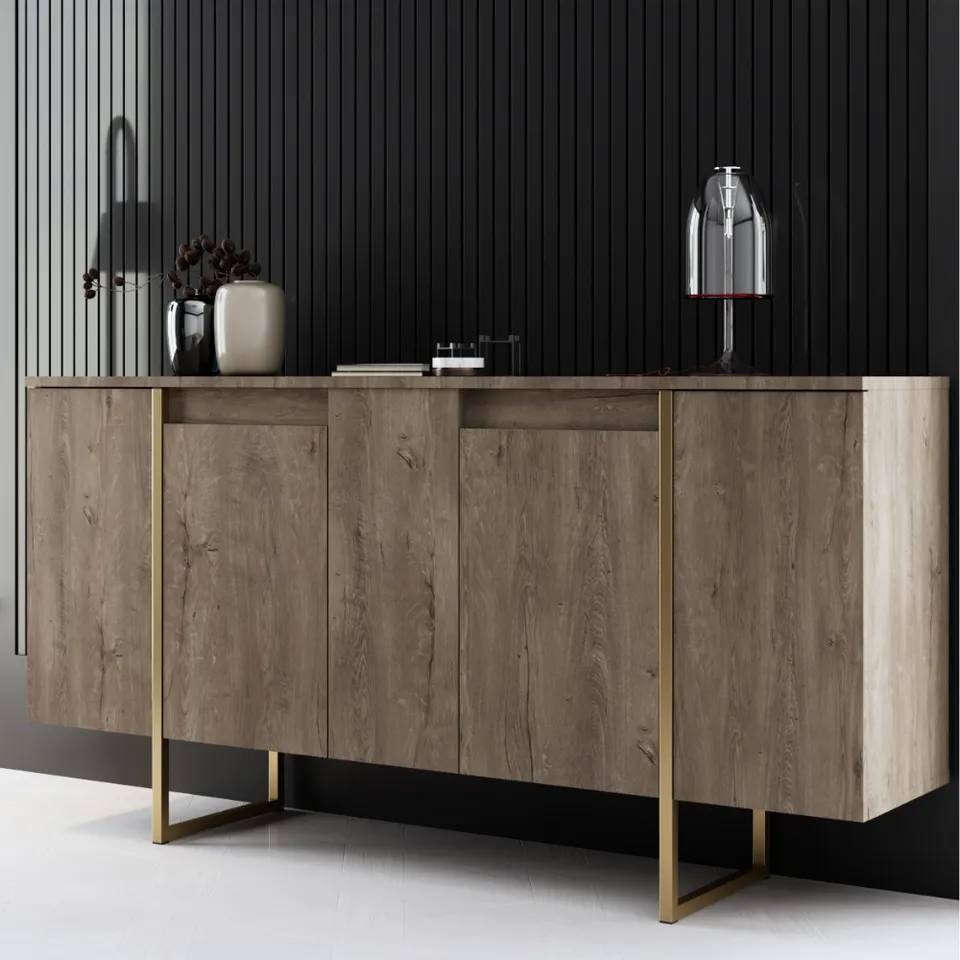 concept-usine-luxor-buffet-bois-160-cm-blanc-4-portes-design image 1