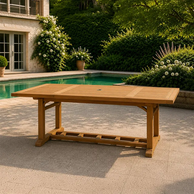 concept-usine-kajang-table-de-jardin-teck-extensible-170-cm image 1