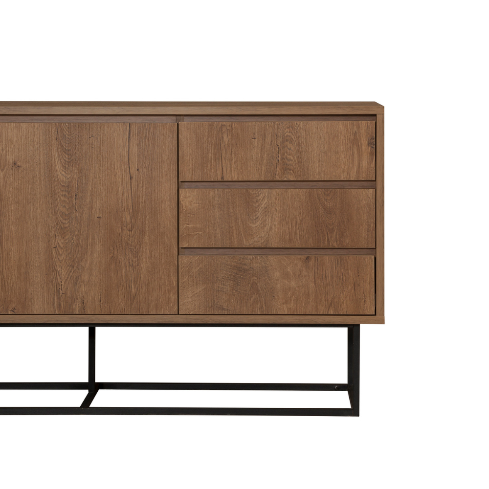 concept-usine-sabinov-buffet-140-cm-noir-et-bois-avec-portes image 8