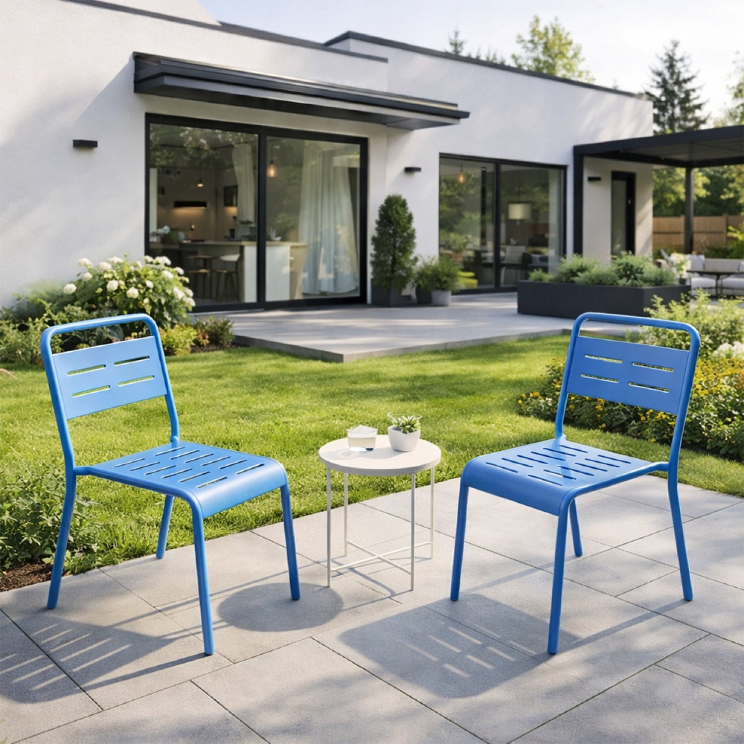 concept-usine-bergame-chaise-jardin-acier-bleu-lot-2-empilable image 3