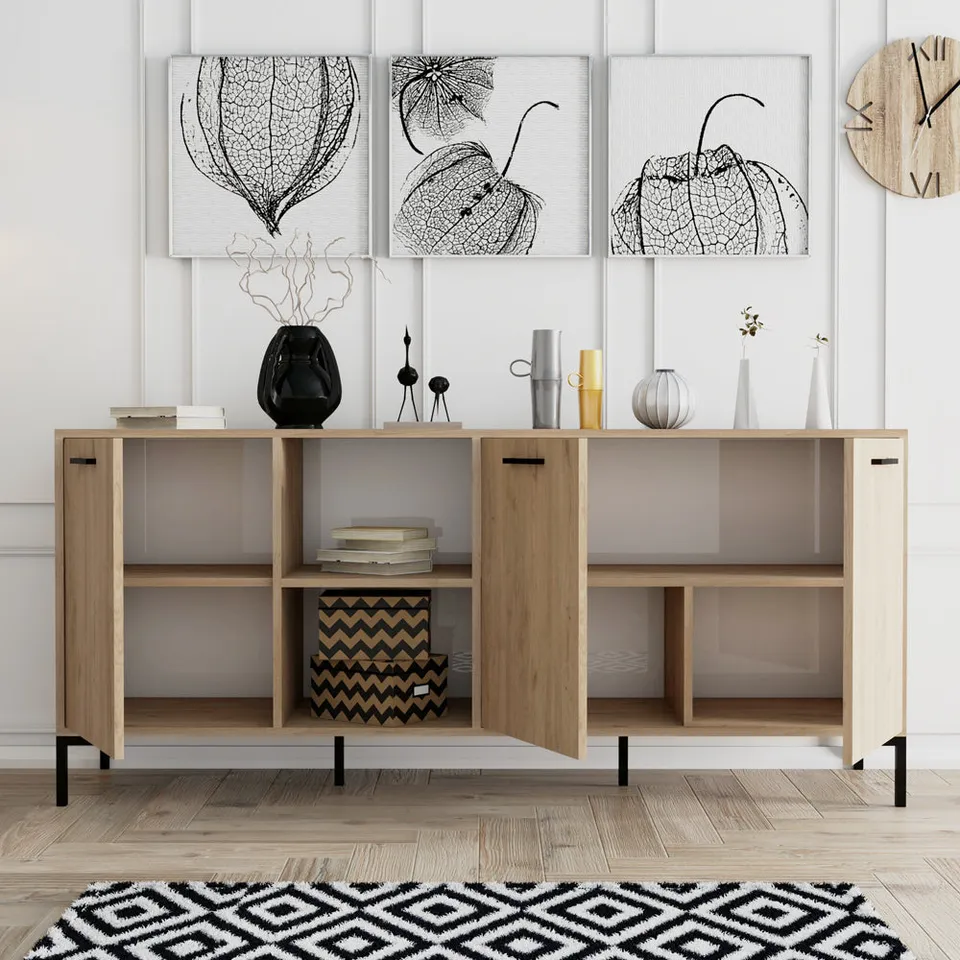 concept-usine-cara-buffet-bois-clair-180-cm-industriel image 1