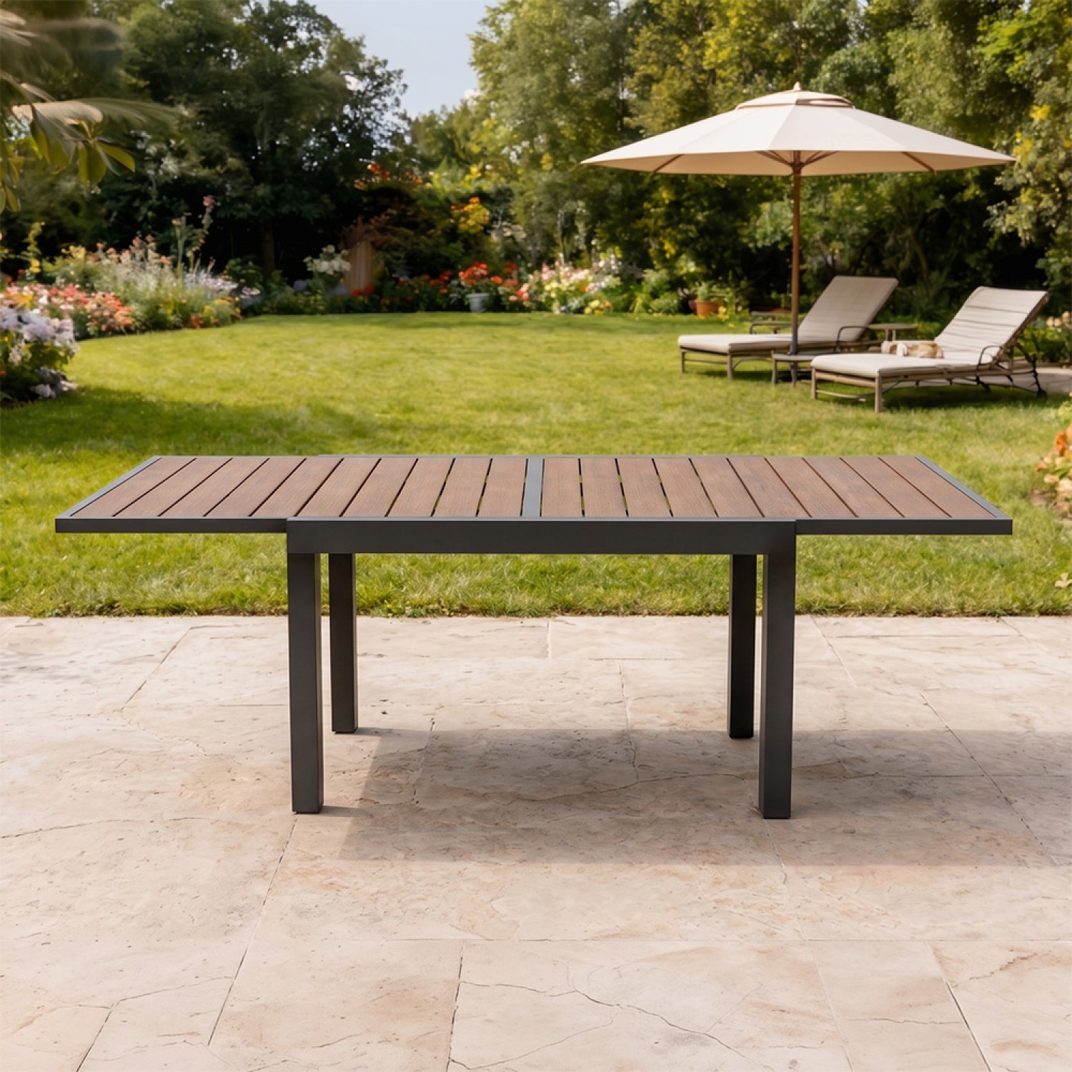 concept-usine-nido-table-de-jardin-extensible-alu-bois-90-180-cm image 2
