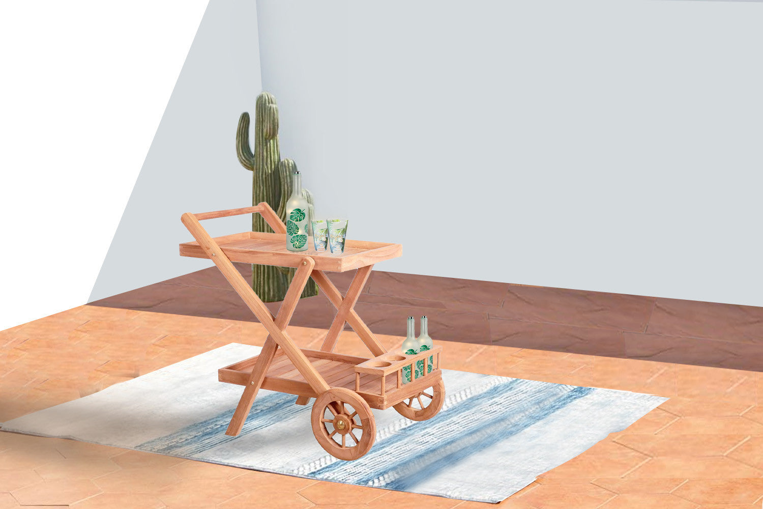 concept-usine-kereta-desserte-jardin-teck-bois-brut-roulettes image 1