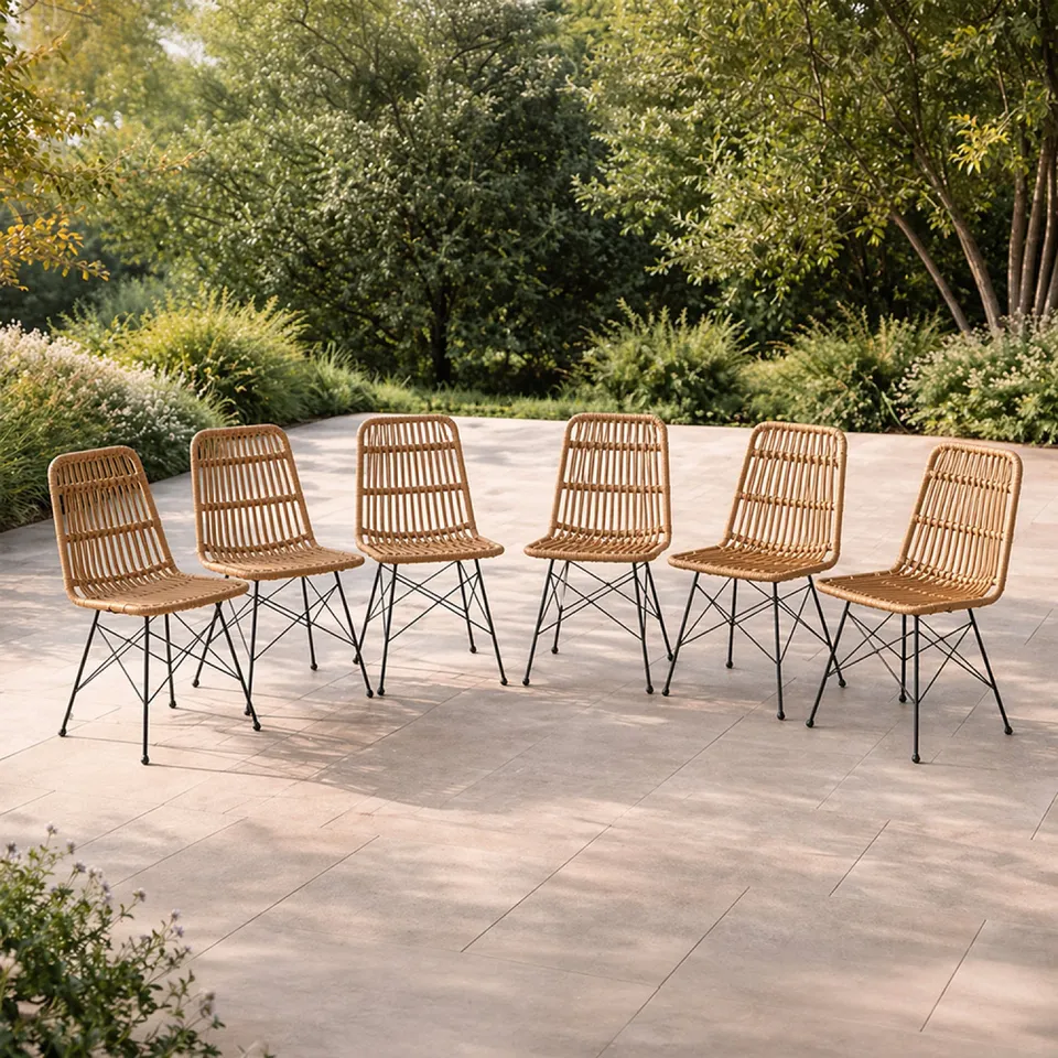 concept-usine-bago-lot-6-chaises-jardin-rotin-bois image 1
