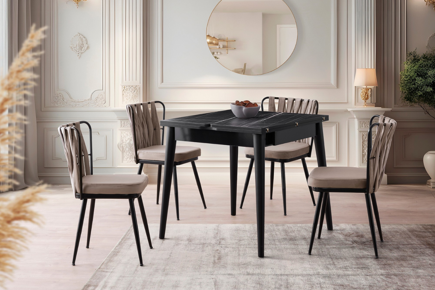 concept-usine-kavala-table-manger-extensible-noire-4-places image 3
