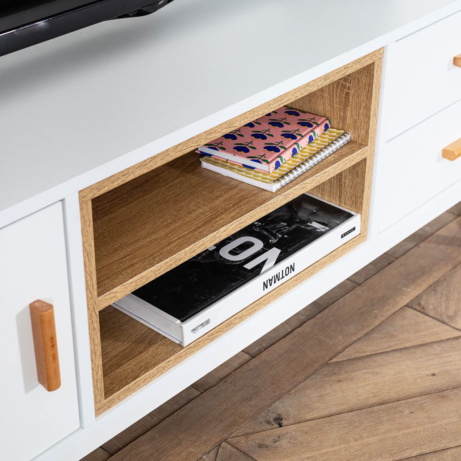 happy-garden-ross-meuble-tv-blanc-scandinave-130-cm-2-tiroirs image 7