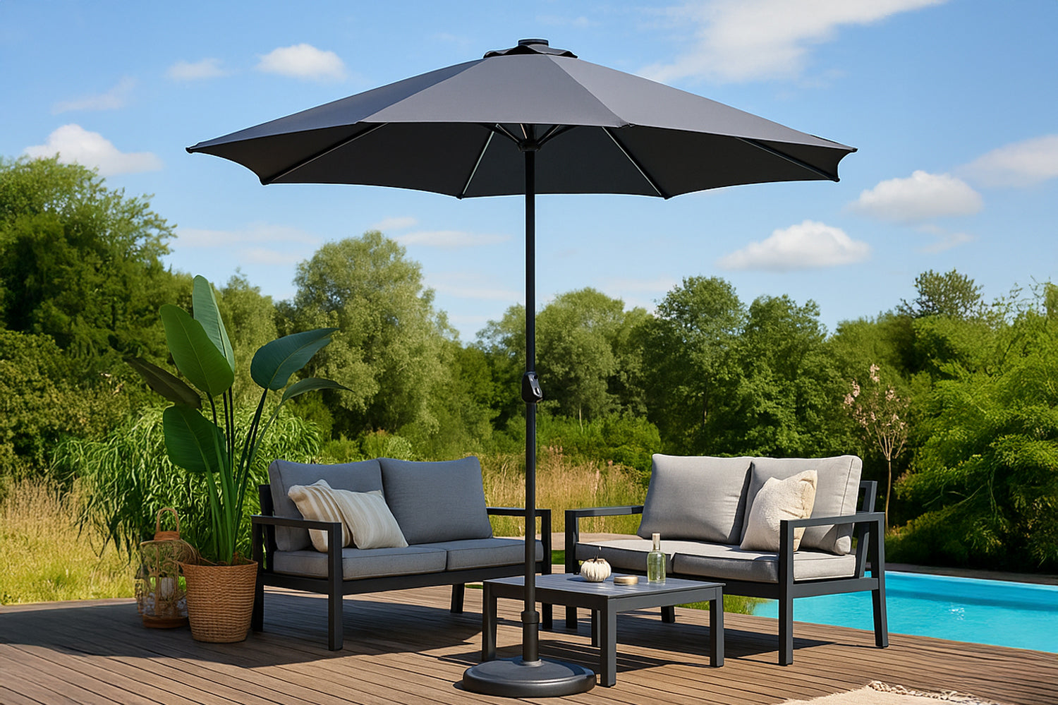 concept-usine-manarola-parasol-droit-led-rond-gris image 1