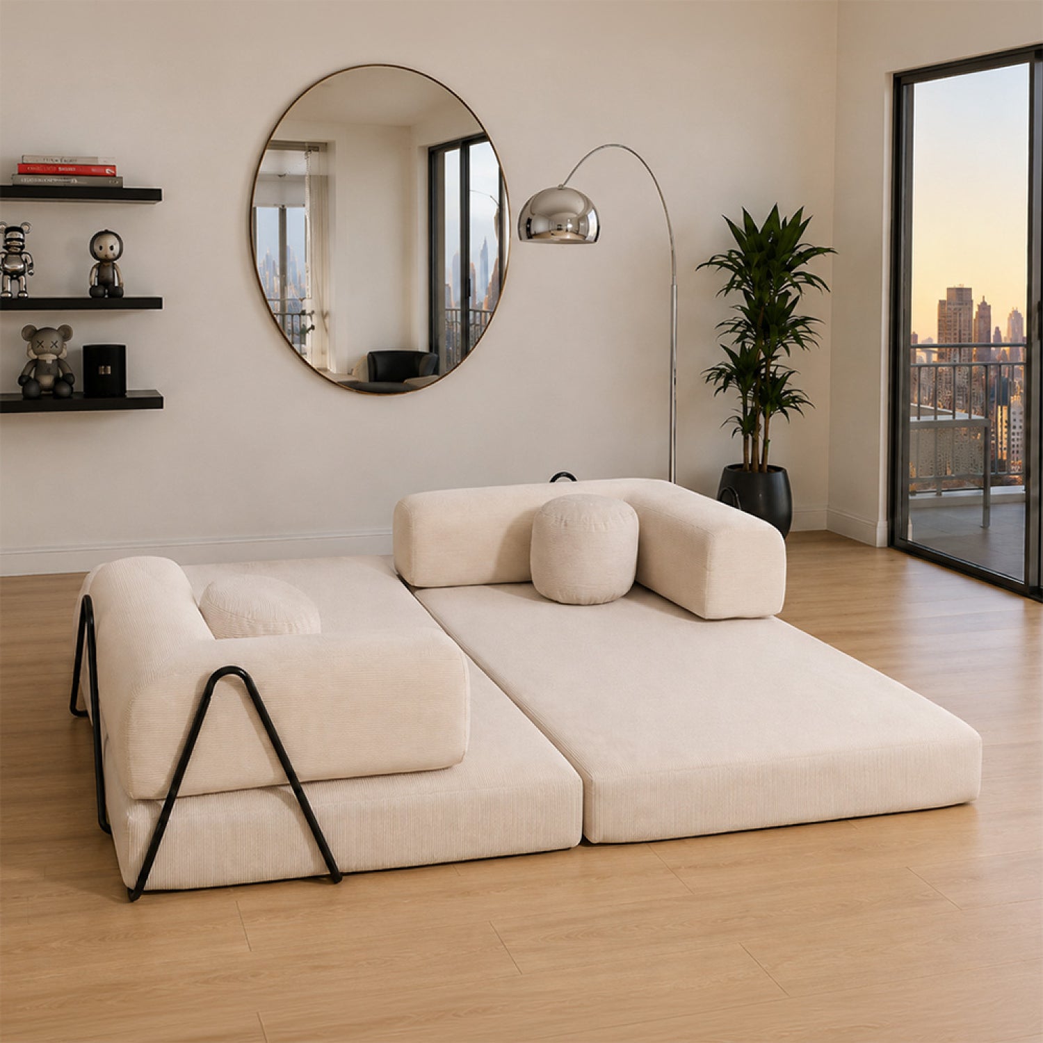 concept-usine-crosby-canap-convertible-3-places-velours-beige image 6