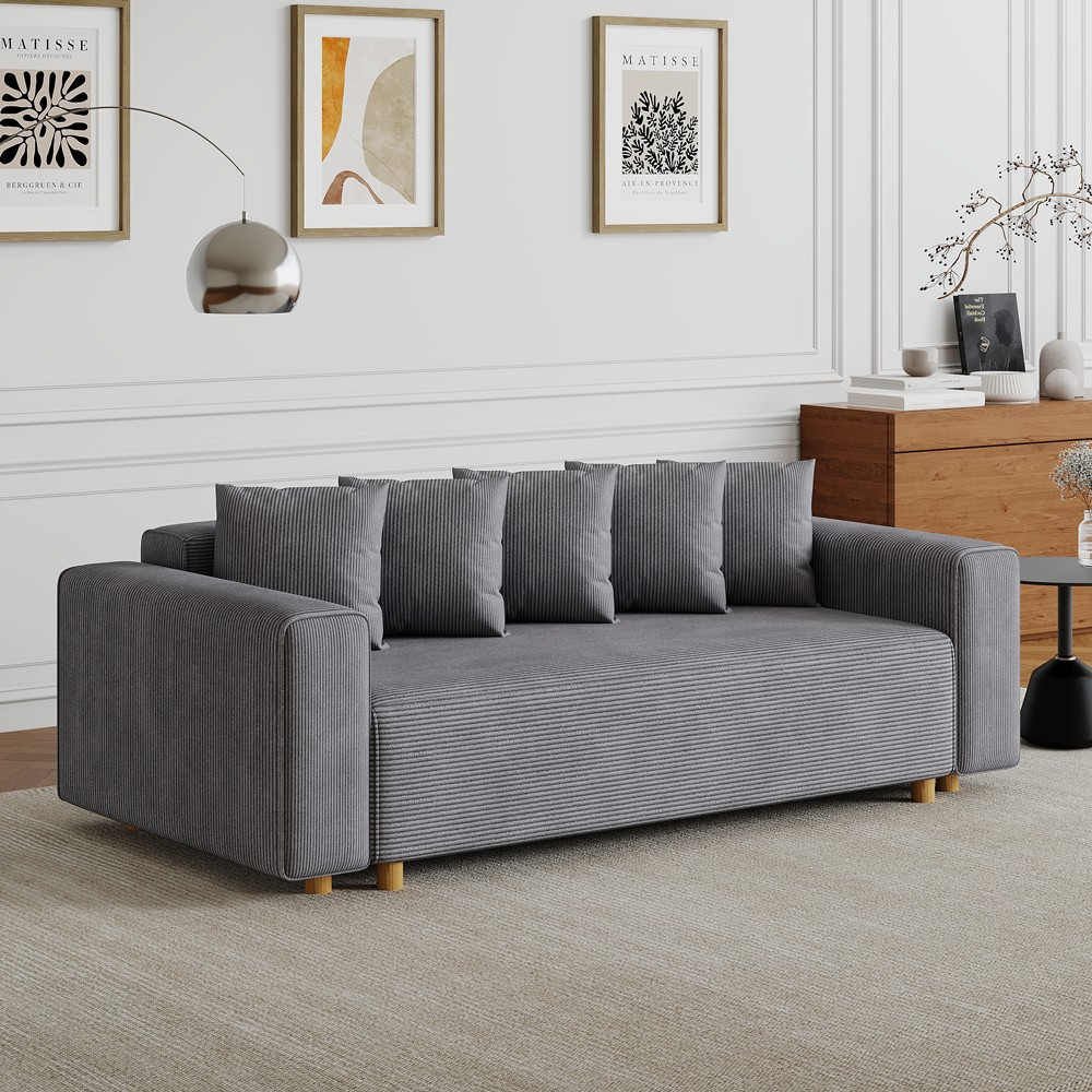 concept-usine-kolding-canap-3-places-velours-gris-213-cm-convertible image 1