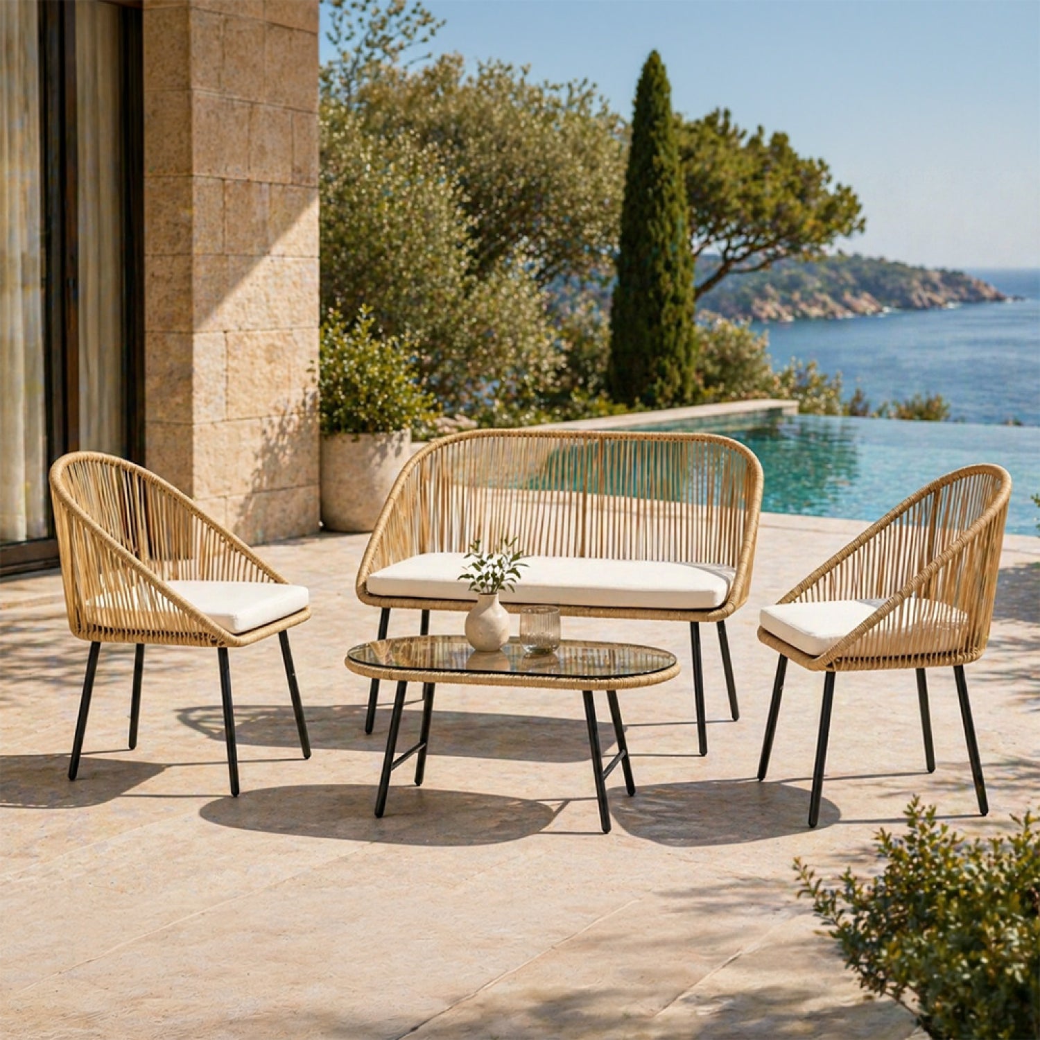 concept-usine-ravello-salon-de-jardin-rotin-4-places-beige image 2