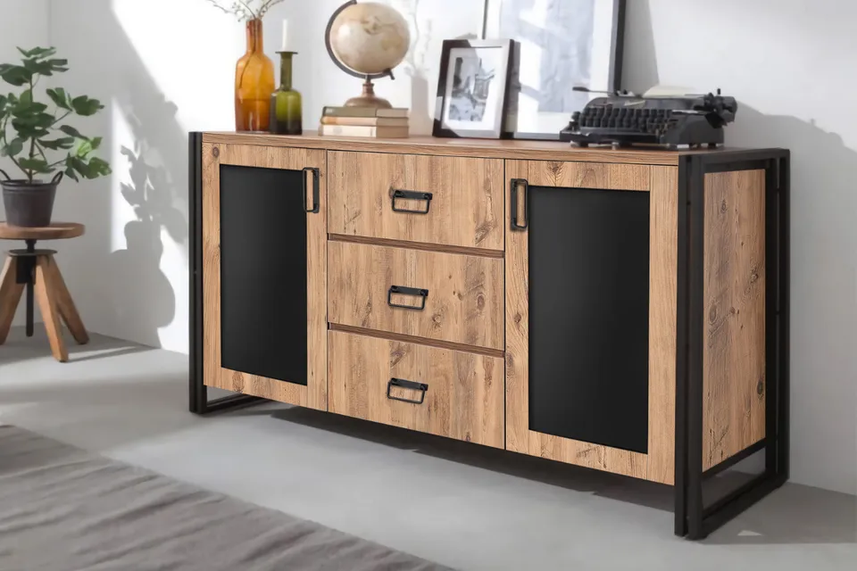 concept-usine-tonya-buffet-industriel-bois-noir-154-cm image 1