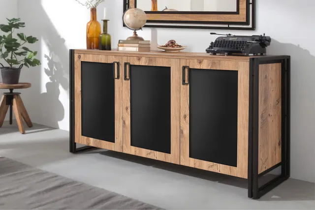 concept-usine-erna-buffet-bois-noir-135-cm-3-portes image 1
