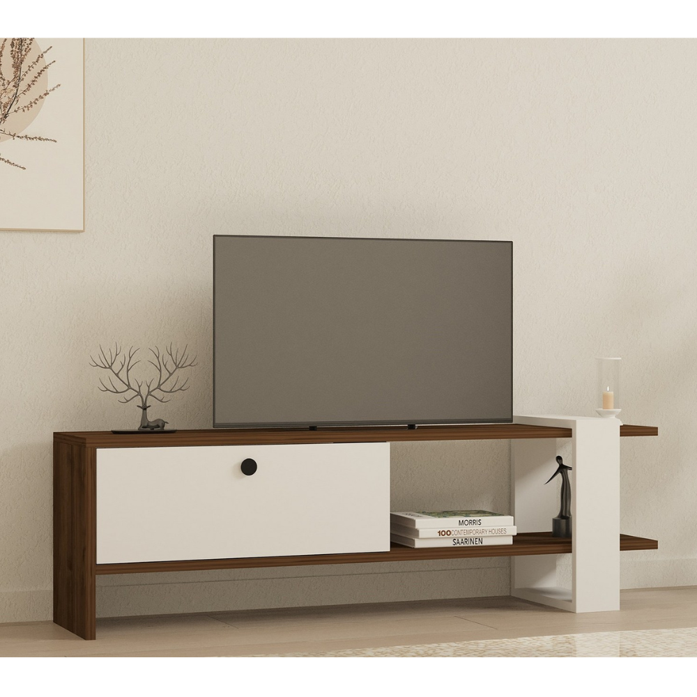 concept-usine-loom-meuble-tv-120-cm-blanc-noyer-porte image 2