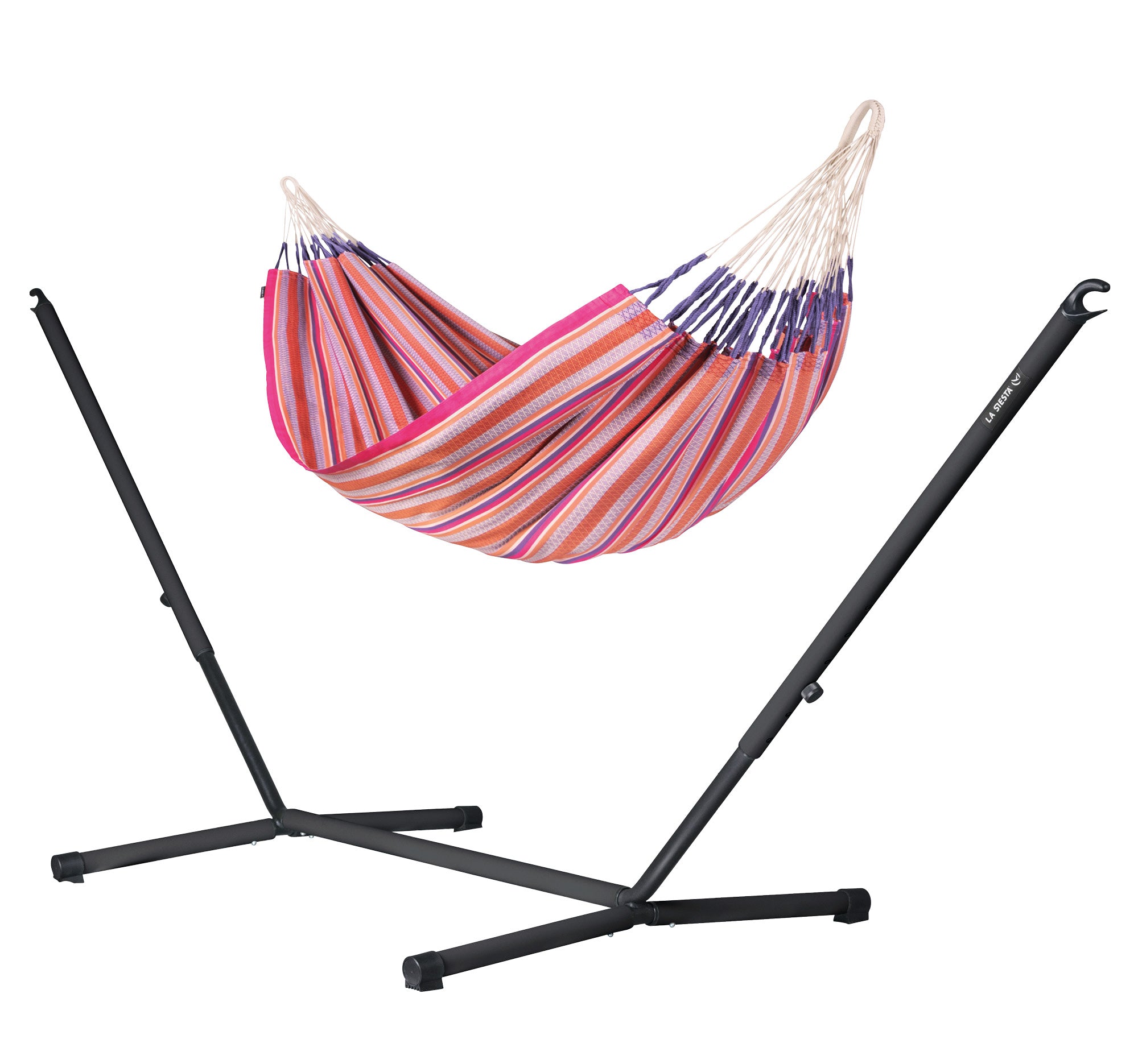 la-siesta-nautico-hamac-double-coton-bio-support-acier-flamingo-350 image 1