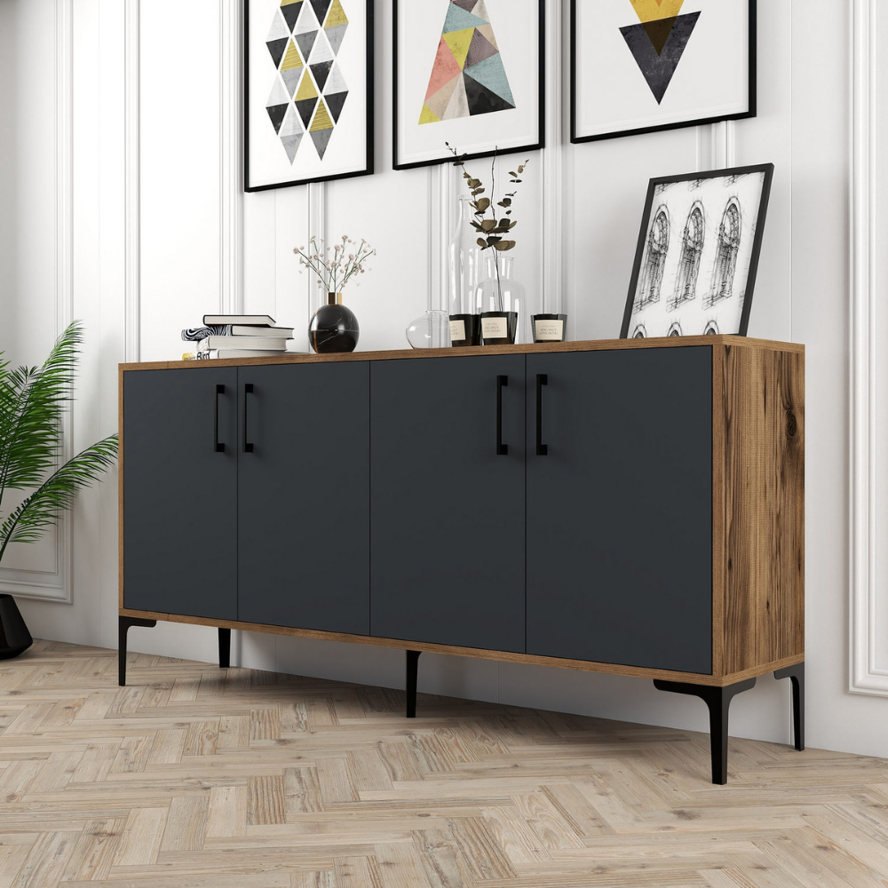 concept-usine-arkel-buffet-160-cm-bois-gris-avec-portes image 2