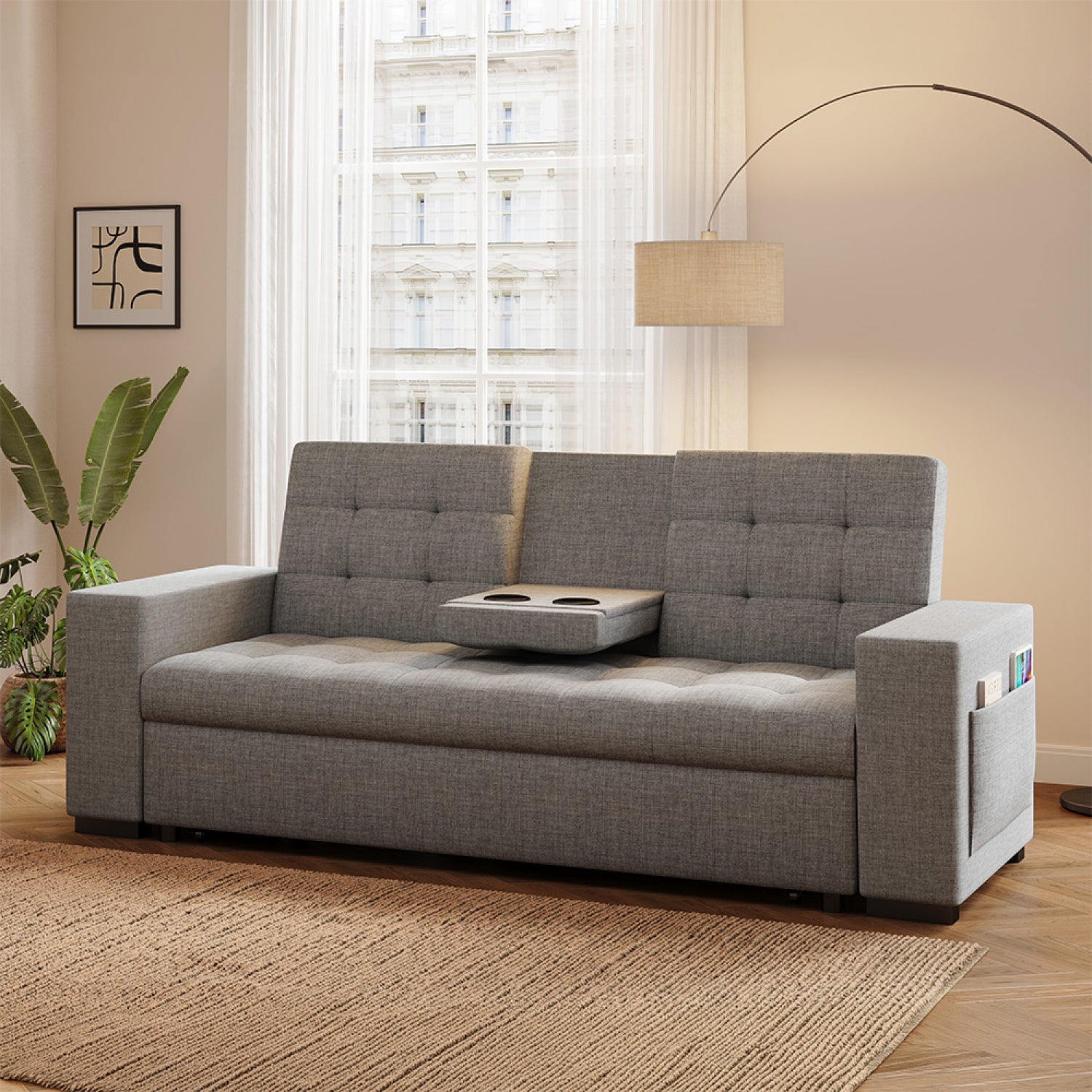 concept-usine-noho-canap-convertible-3-places-tissu-gris-fonc image 1