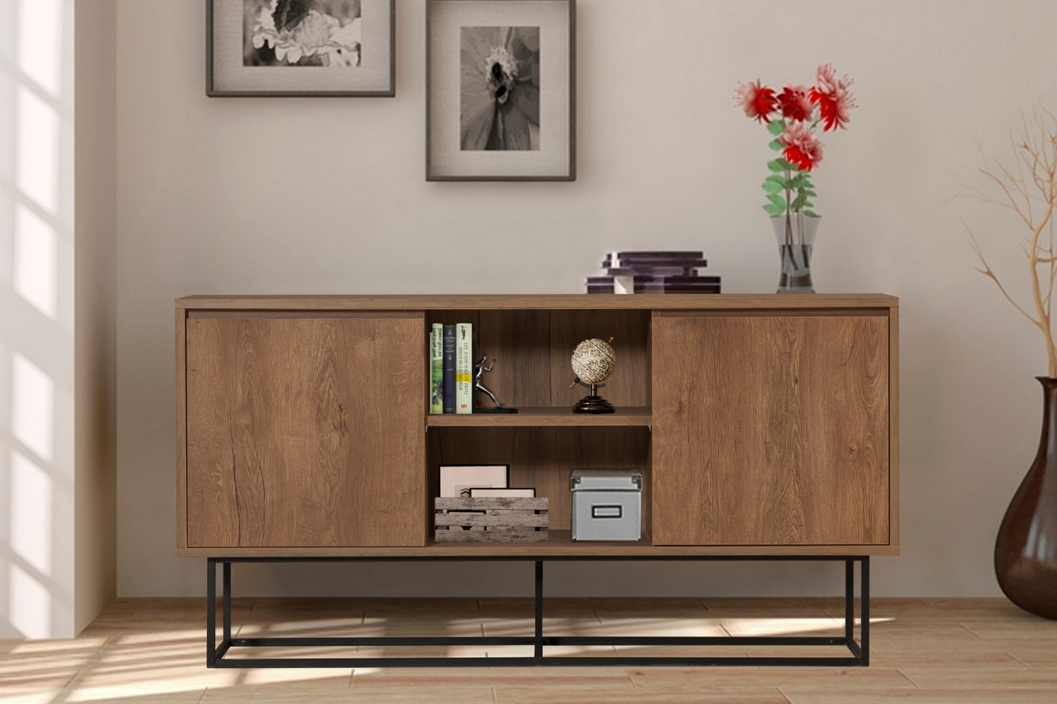 concept-usine-brezno-buffet-140-cm-noyer-et-noir image 3