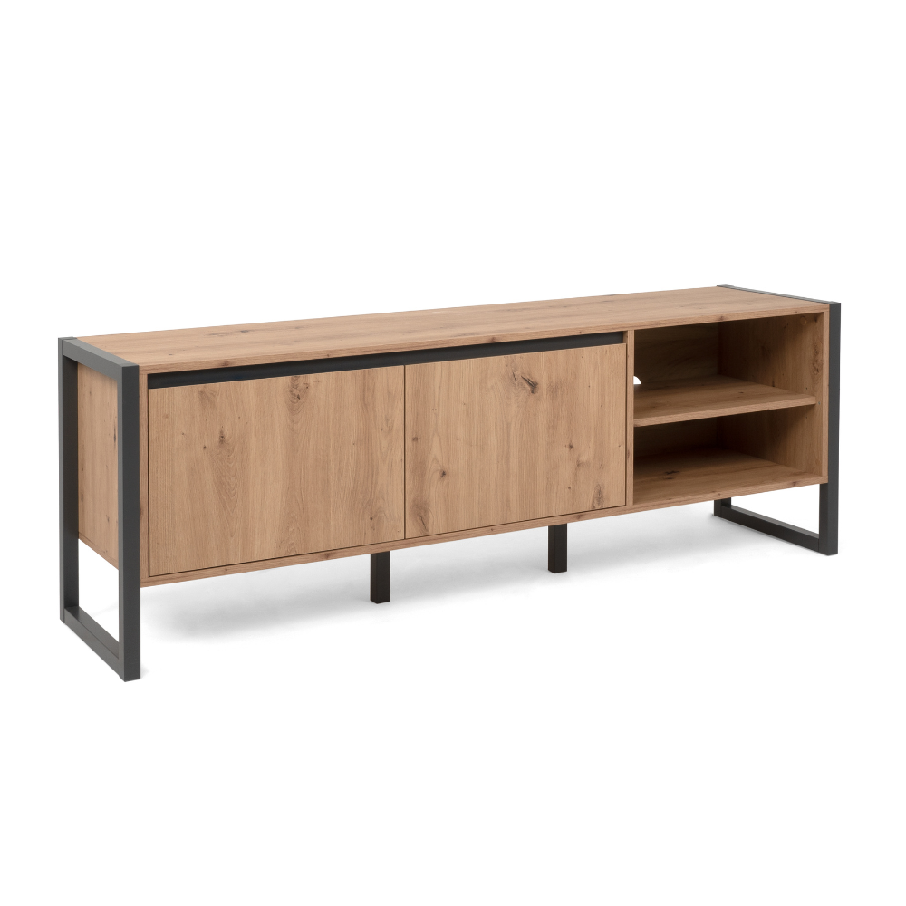 concept-usine-kotor-meuble-tv-160-cm-industriel-bois-portes image 7