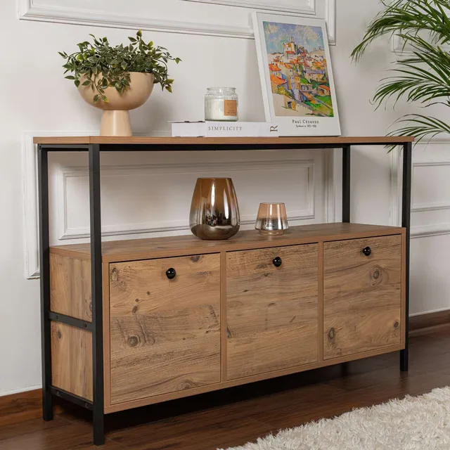concept-usine-solis-buffet-industriel-bois-noir-120-cm image 1