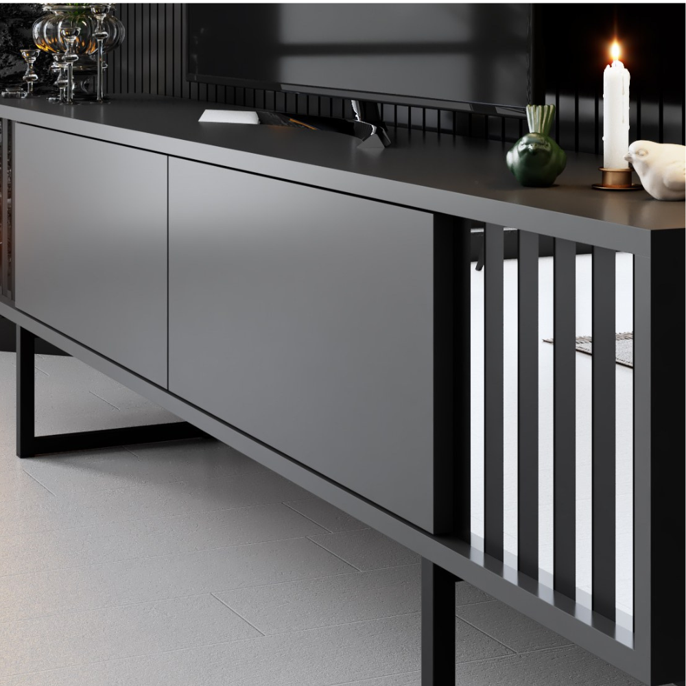 concept-usine-bodo-meuble-tv-noir-180-cm-cases image 2