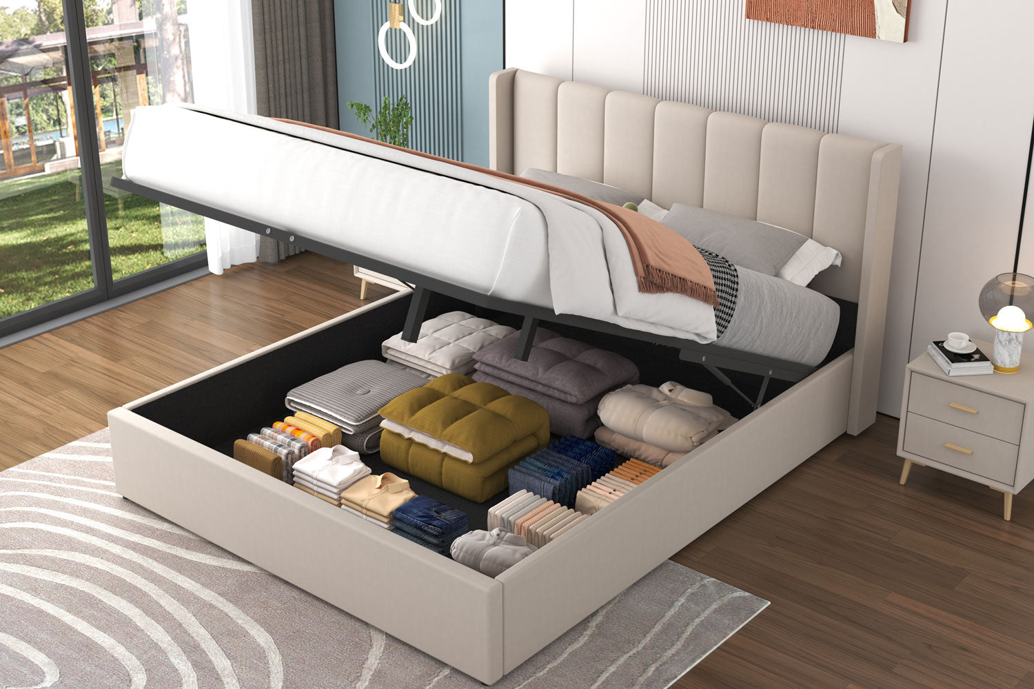 concept-usine-arlington-lit-coffre-160x200-velours-beige image 3