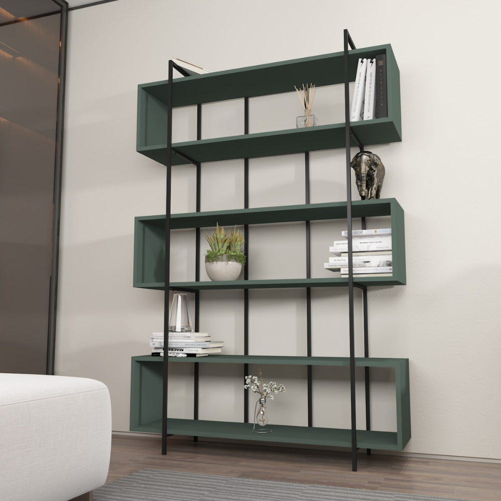 concept-usine-luli-biblioth-que-bois-vert-120-cm-6-niches image 1