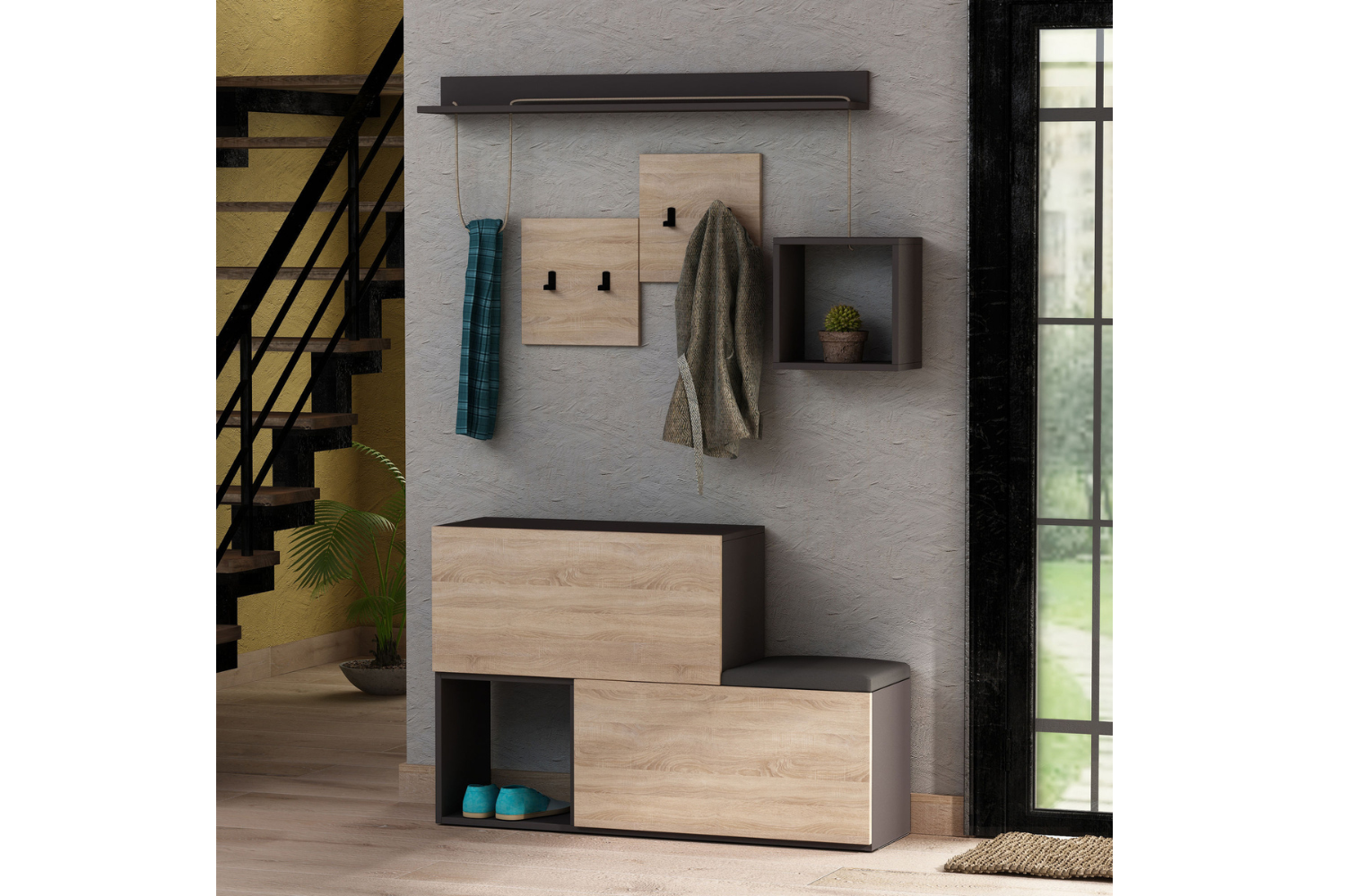 concept-usine-inga-meuble-entr-e-bois-blanc-porte-manteau image 1