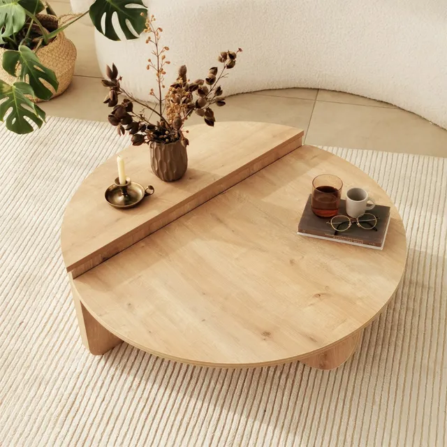 concept-usine-carlow-table-basse-ronde-bois-modulable image 1