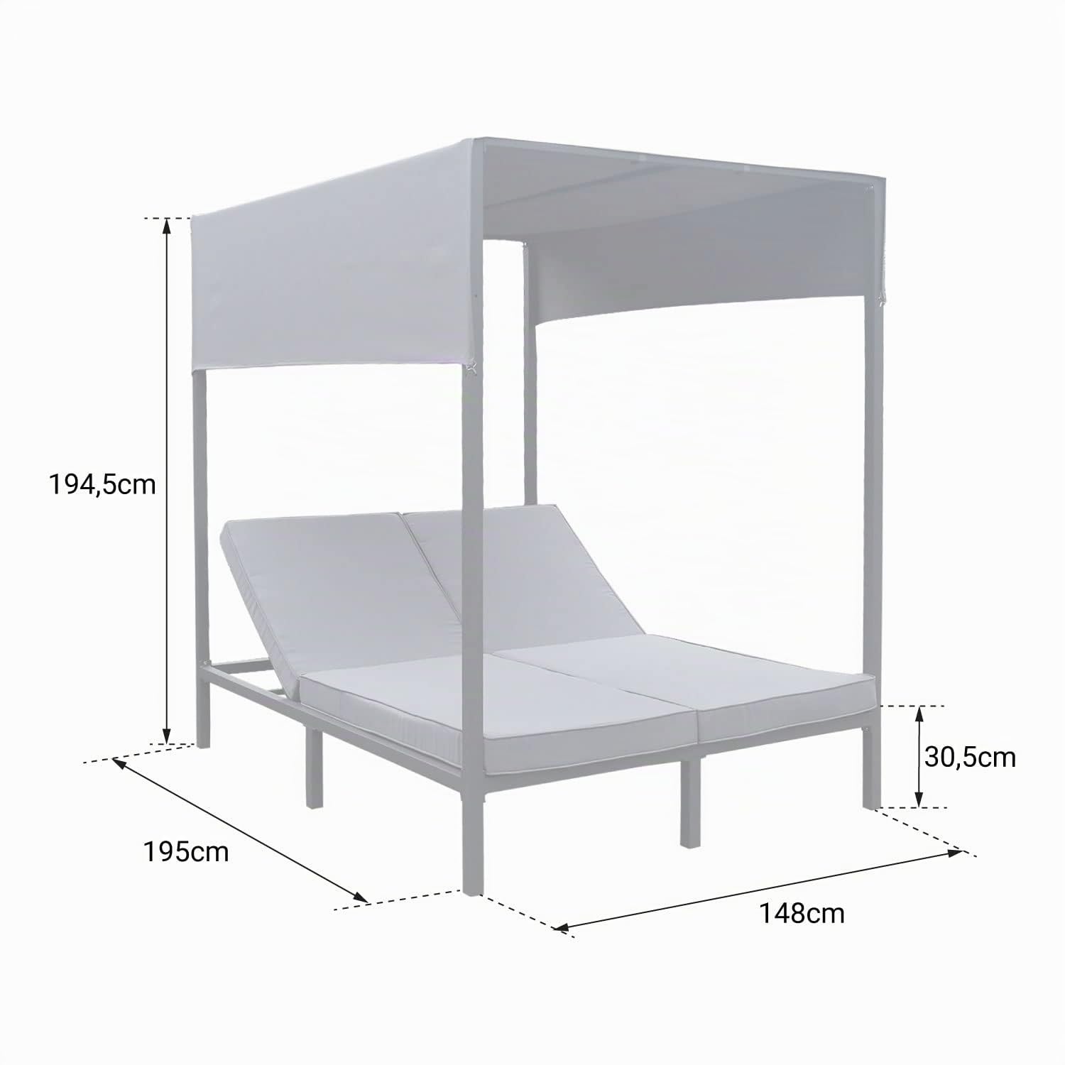 happy-garden-barbados-lit-baldaquin-ext-rieur-blanc-coussins-gris image 3