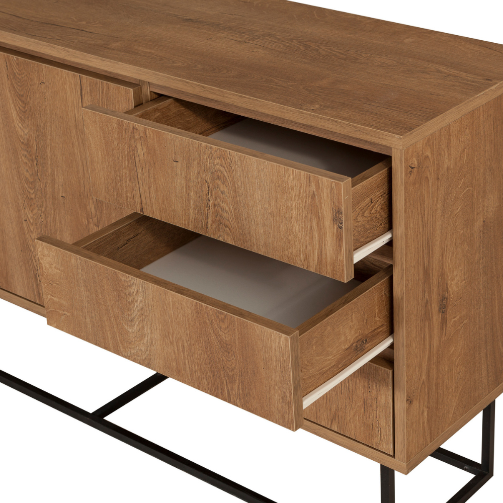 concept-usine-sabinov-buffet-140-cm-noir-et-bois-avec-portes image 7