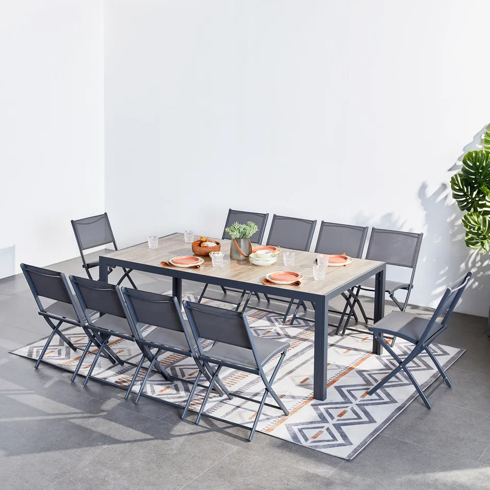 concept-usine-lagos-ensemble-table-chaises-jardin-alu-10-places-gris-fonc image 1