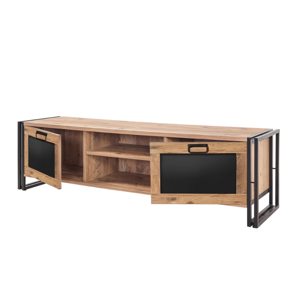concept-usine-syn-meuble-tv-180-cm-bois-noir-industriel image 3