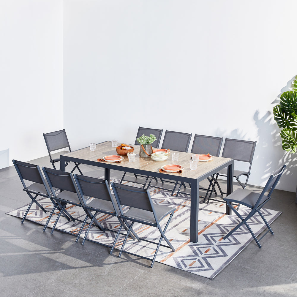 concept-usine-lagos-ensemble-table-chaises-jardin-alu-10-places-gris-fonc image 1