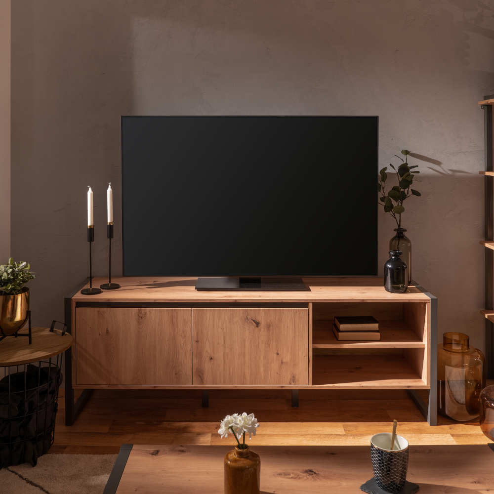 concept-usine-kotor-meuble-tv-160-cm-industriel-bois-portes image 2