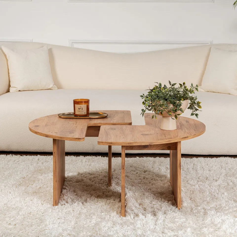 concept-usine-azus-table-basse-ronde-bois-90-cm-duo image 1