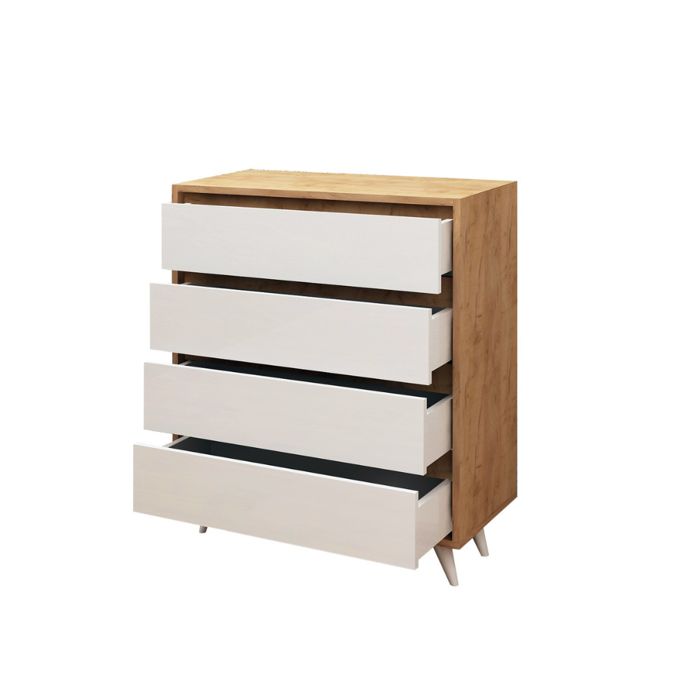 concept-usine-lodz-commode-blanche-bois-4-tiroirs-scandinave image 3
