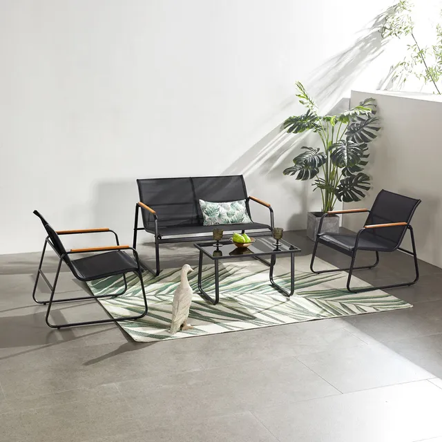 concept-usine-aurora-salon-de-jardin-4-places-noir image 1
