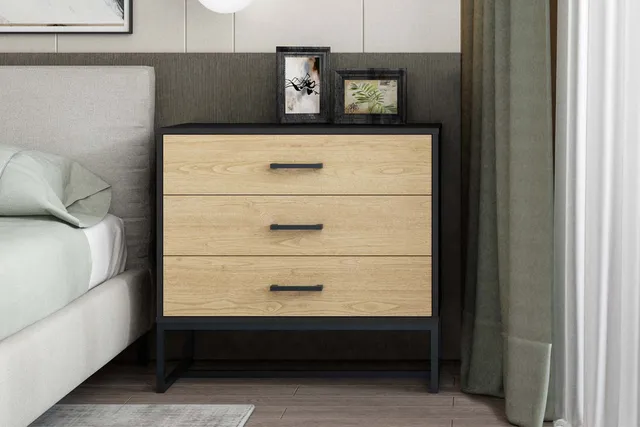 concept-usine-detroit-commode-bois-noir-industrielle image 1