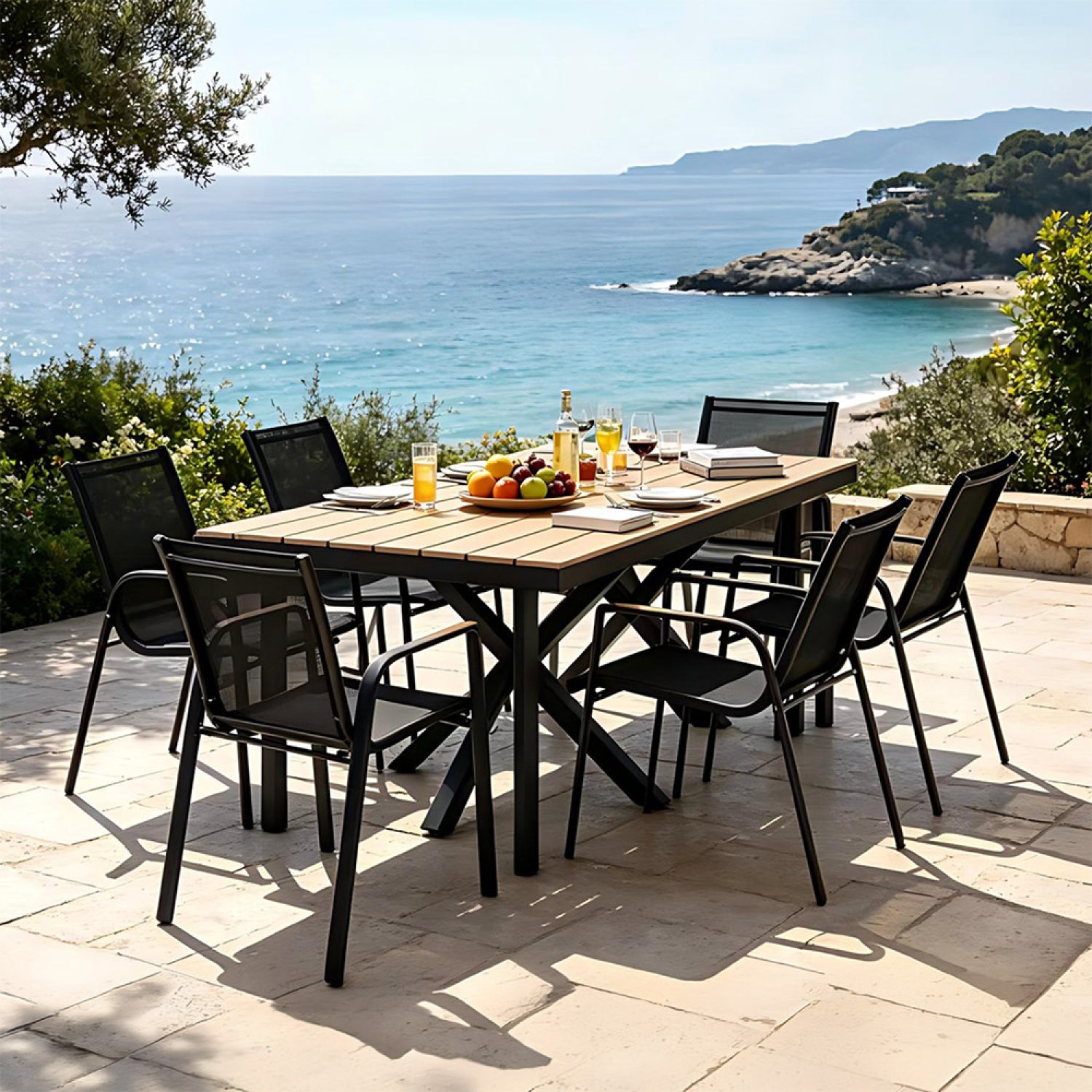 concept-usine-almada-salon-jardin-190cm-6-fauteuils-noir image 1