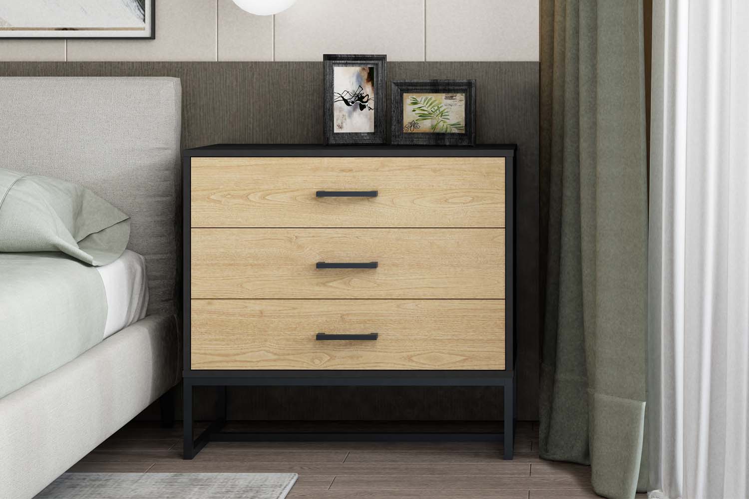 concept-usine-detroit-commode-bois-noir-industrielle image 1