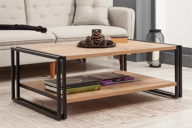 concept-usine-holen-table-basse-rectangulaire-bois-et-m-tal image 1