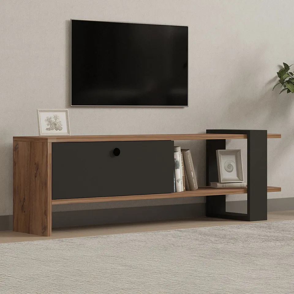 concept-usine-ova-meuble-tv-bois-gris-120-cm-rangement image 1