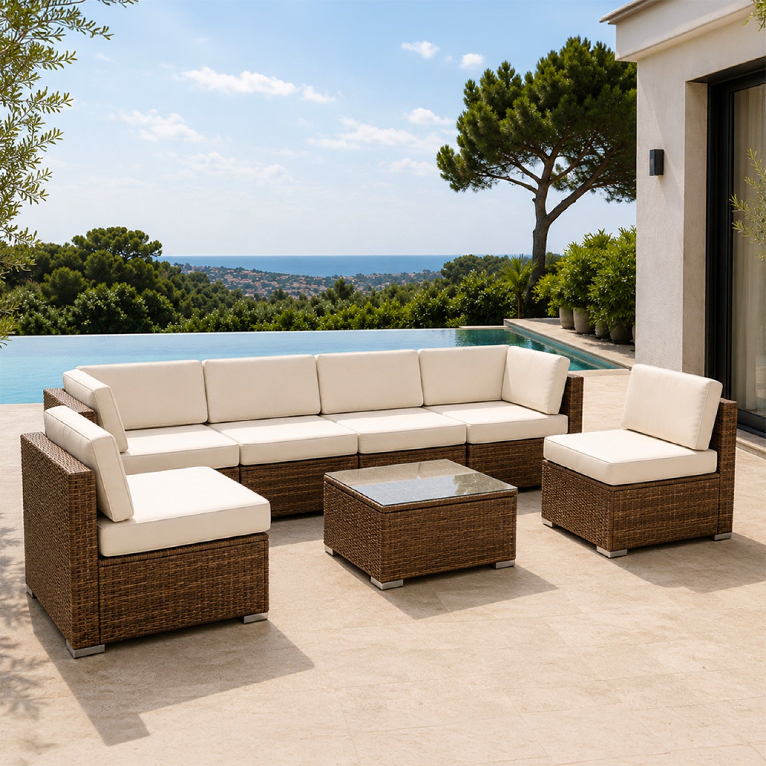 concept-usine-qamea-salon-jardin-6-places-marron-beige image 1