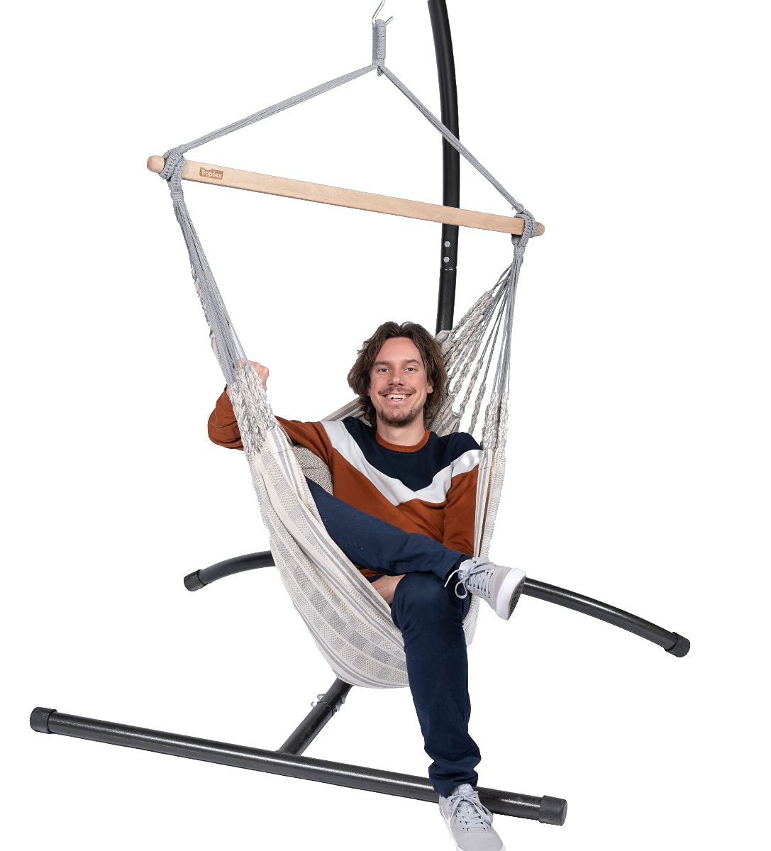 tropilex-comfort-chaise-hamac-suspendu-coton-gris-120-kg image 2