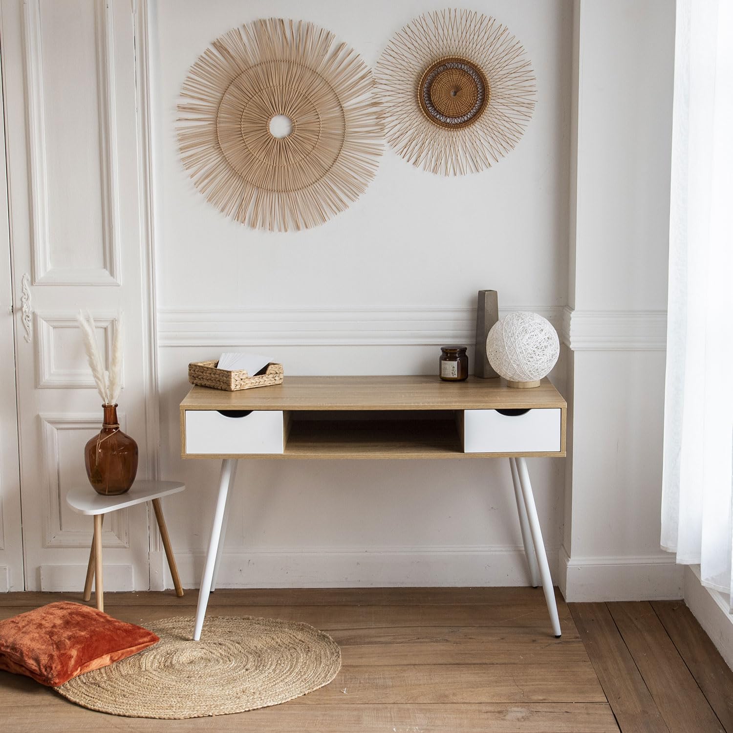 happy-garden-lampedusa-bjorn-bureau-blanc-120-cm-2-tiroirs image 2
