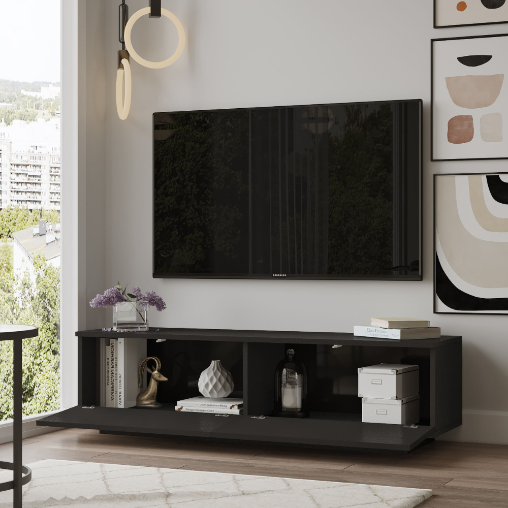 concept-usine-meli-meuble-tv-noir-bois-140-cm-2-portes image 3